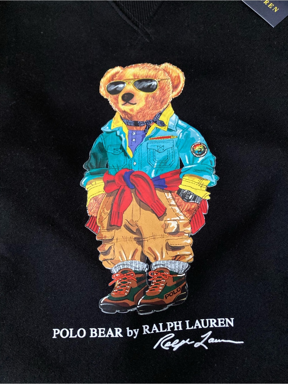 Polo Bear Ralph Lauren Sweatshirt Black Cotton Long Sleeve XL Men’s Crewneck - Picture 2 of 3